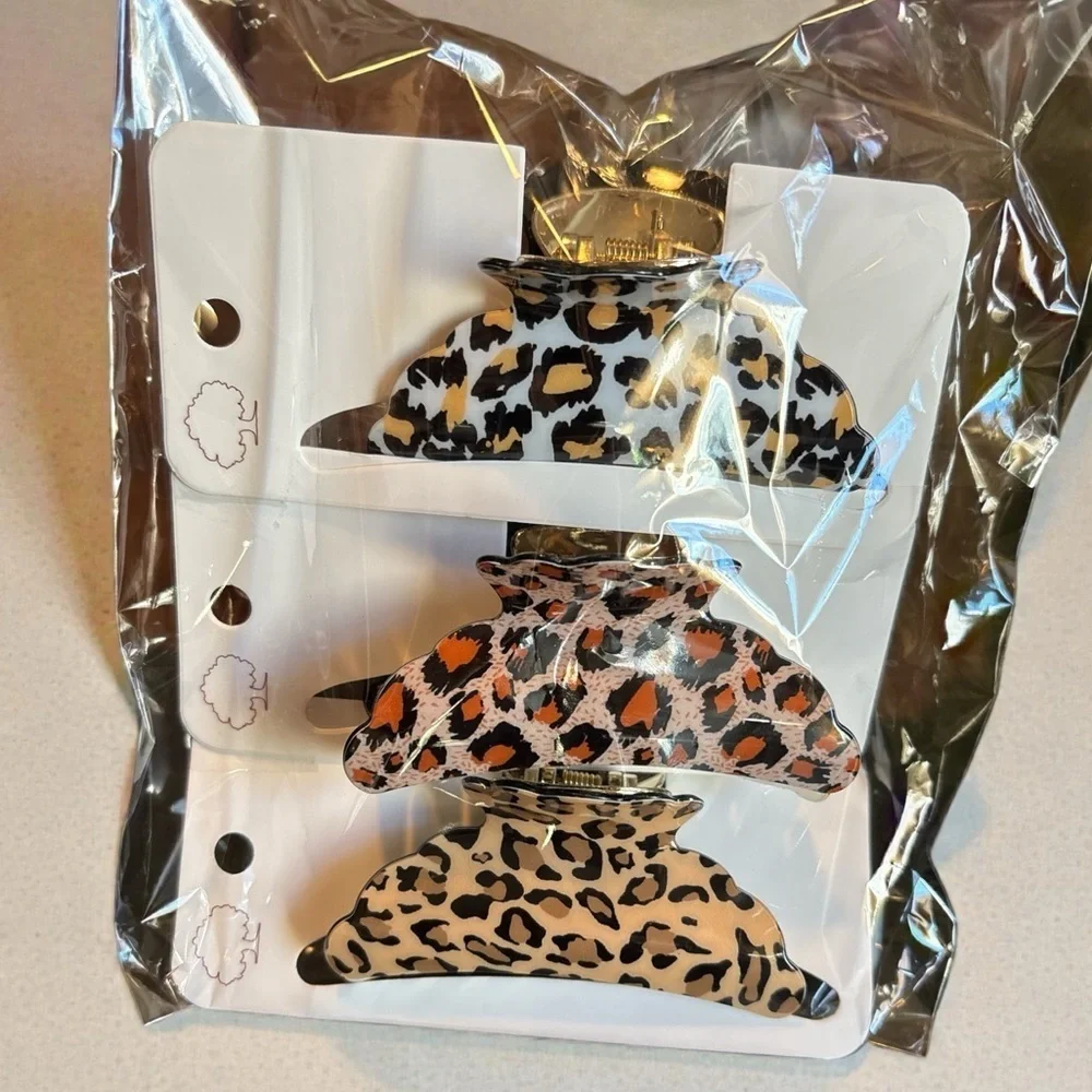 Leopard Print Hair Claw Clips Set